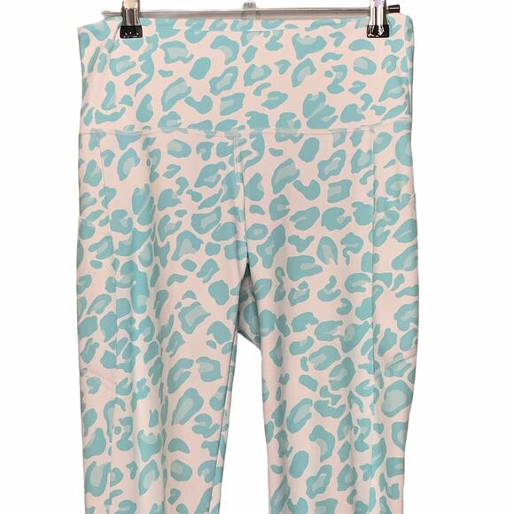 B Fit by Beach‎ Bunny Leopard Blue Leggings 6 Athleisure Sporty SPF 50+ - Picture 3 of 9
